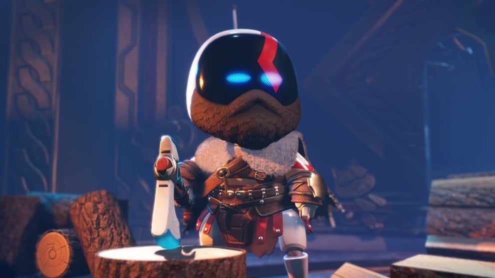 Astro Bot Kratos holding his axe