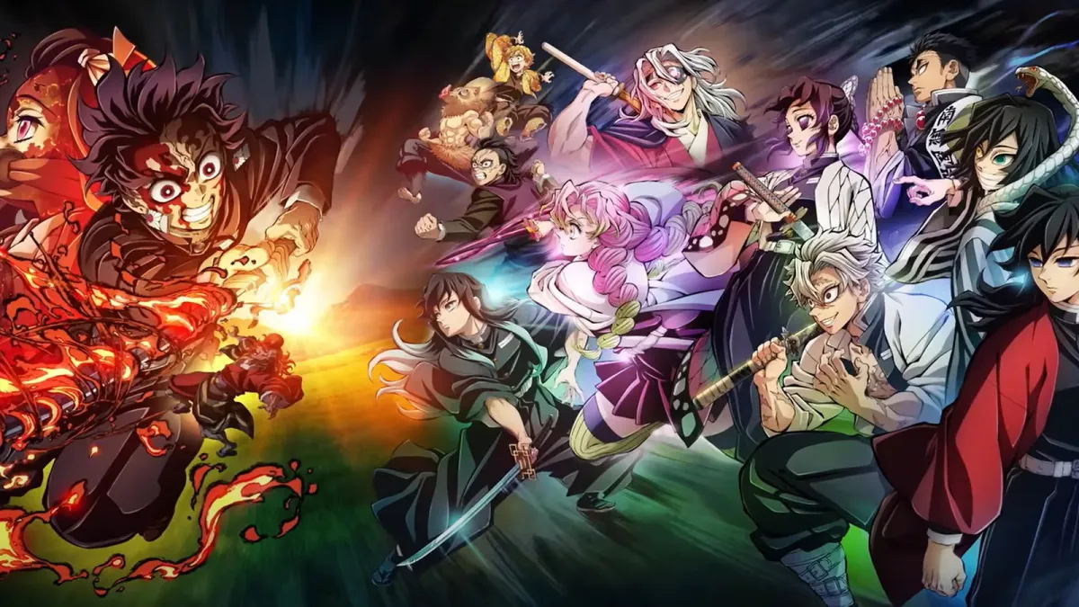 Demon Slayer Key Art of Tanjiro and Nezuko Next to Hashira (Which Hashira Are You Quiz)