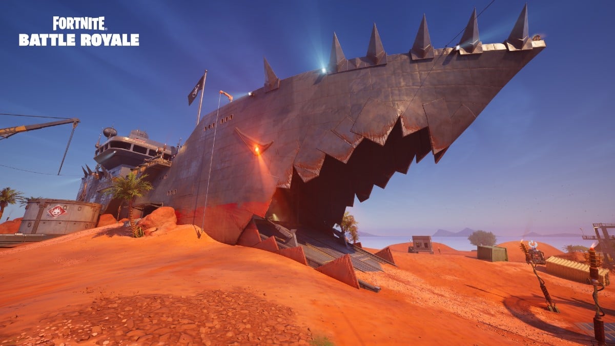 A robot shark in Fortnite.